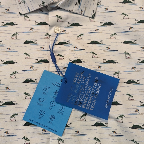 Bugatchi short sleeve tropical print white size Large - Picture 4 of 6